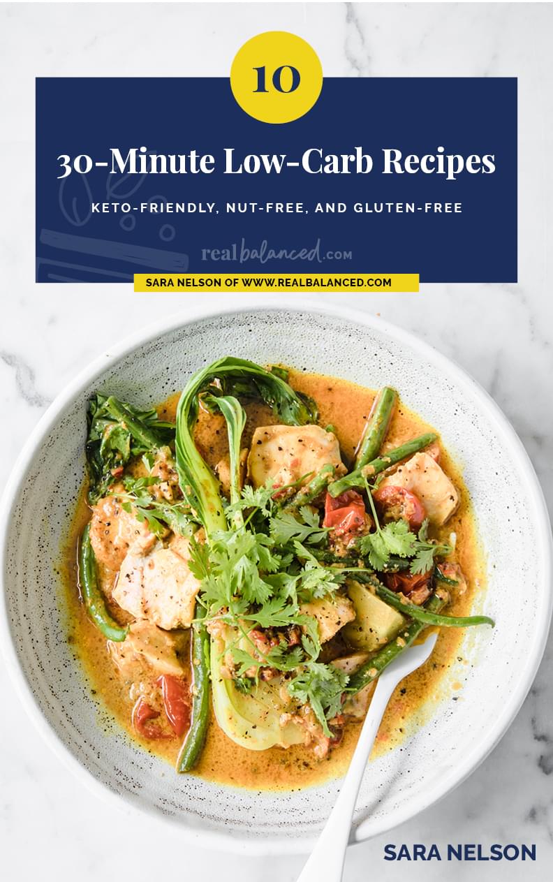 Ten 30-minute low-carb recipes ebook cover featured image