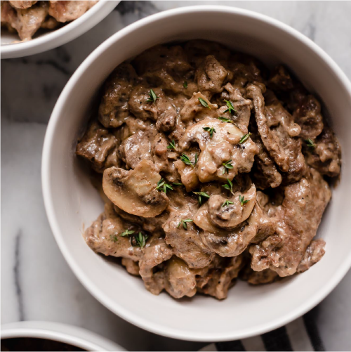 keto beef stroganoff image for sales page